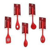 Kit Colheres De Silicone Maciço 5 Pçs Vermelho 12x S/ Juros - Clink