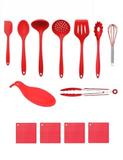 Kit Colheres Inteiramente De Silicone 13 Pçs Vermelho Apoio - Clink