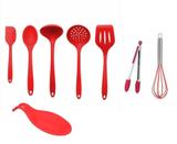 Kit Colheres Inteiramente De Silicone 8 Pçs Vermelho - Clink