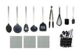 Kit Colheres Silicone Preto Cabo Inox 13 Pçs Utensílios - Clink