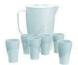 Kit com 1 Jarra 2L e 6 Copos 300ml Branco em Polipropileno UZ146-BR - UZ Utilidades