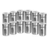 Kit Com 12 Porta Tempero Condimentos Potes De Vidro Inox - Atena mix