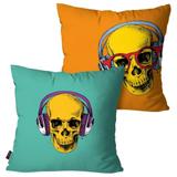 Kit com 2 Almofadas Decorativas Colors Caveiras - Pump up