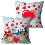 Kit com 2 Almofadas Decorativas Infantil Vermelho Corujinhas Love - Pump up