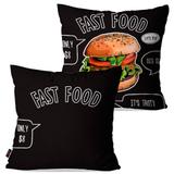 Kit com 2 Almofadas Decorativas Preto Fast Food - Pump up