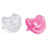 Kit com 2 Chupeta Physio SOFT 12+ Meses Transparente e Rosa Chicco