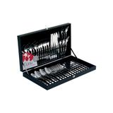 Kit com 2 faqueiros - 84 peças Inox Liso com Caixa de Madeira - Euro home