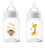 Kit com 2 Mamadeiras Classica Macaco e Girafa 260ML Philips AVENT
