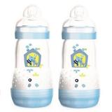Kit com 2 mamadeiras mam first bottle autoesterilizáveis 260ml azul