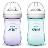 Kit com 2 Mamadeiras Petala 260ML Turquesa e Lilas Philips AVENT