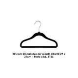 Kit com 20 cabides de veludo infantil 29 x 21cm - preto cód. 8186 - Sigilo da beleza ltda - me