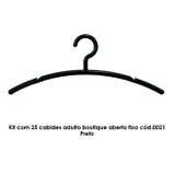 Kit com 25 cabides adulto boutique aberto fixo cód.0021 Preto - Bell plastic