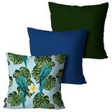Kit com 3 Almofadas Decorativas Azul Araras - Pump up