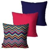 Kit com 3 Almofadas Decorativas Azul Chevron - Pump up