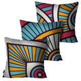 Kit com 3 Almofadas Decorativas Azul Olho - Pump up
