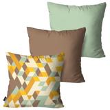 Kit com 3 Almofadas Decorativas Bege 3D - Pump up