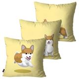 Kit com 3 Almofadas Decorativas Cachorrinho Feliz - Pump up