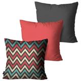 Kit com 3 Almofadas Decorativas Chumbo Chevron - Pump up