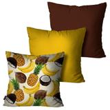 Kit com 3 Almofadas Decorativas Marrom Tropical - Pump up