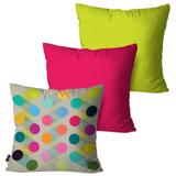Kit com 3 Almofadas Decorativas Rosa Poá - Pump up