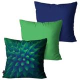 Kit com 3 Almofadas Decorativas Verde 3D - Pump up