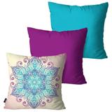 Kit com 3 Almofadas Turquesa Sweet Flower - Pump up