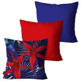 Kit com 3 Capas para Almofadas Decorativas Azul Floral - Pump up