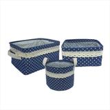 Kit com 3 Cestos Organizadores Azul Marinho com Sustentação - Interponte
