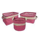 Kit com 3 Cestos Organizadores Rosa com Sustentação - Interponte