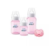 Kit Com 3 Mamadeiras Avent Classic+ Rosa E Chupeta - Philips avent