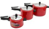 Kit com 3 Panela Pressão Alumínio 7 Litros 4,5 Litros 2,5 Litros Vermelha com Inmetro - Alumínio extra forte