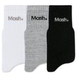 Kit Com 3 Pares De Meias Cano Médio Mash - Branca, Preta, Cinza Mescla 202.05