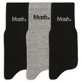 Kit Com 3 Pares De Meias Cano Médio Mash - Pretas e Cinza Mescla 202.05