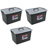 Kit com 3 Peças Caixa Organizadora 50 Litros com Tampa - Ref. 25167 - Arqplast