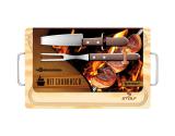 Kit com 3 Peças Tábua Faca Garfo para Churrasco 855 Stolf