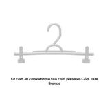 Kit com 30 cabides saia fixo com presilhas Cód. 1858 Branco - Bell plastic