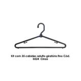 Kit com 35 cabides adulto giratório fino Cód. 0324 Cinza - Bell plastic