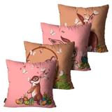Kit com 4 Almofadas de Páscoa Coelho Rosa - Mdecore