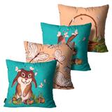 Kit com 4 Almofadas de Páscoa Coelhos Verde - Mdecore