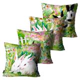 Kit com 4 Almofadas de Páscoa Coelhos Verde - Mdecore