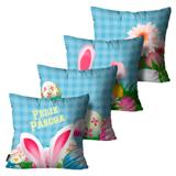 Kit com 4 Almofadas de Páscoa Feliz Páscoa Azul - Mdecore