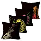 Kit com 4 Almofadas de Páscoa Feliz Páscoa Preto - Mdecore