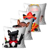 Kit com 4 Almofadas Decorativas Branco Dog Turista - Pump up
