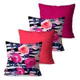 Kit com 4 Almofadas Decorativas Coral Floral - Pump up