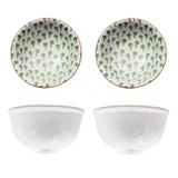Kit com 4 Bowls Cumbucas Tigelas Cerâmica 600 ml Coqueiro Verde 16D029A-3/J - Santa cecilia
