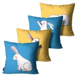 Kit com 4 capas para Almofadas de Páscoa Coelho Azul - Mdecore
