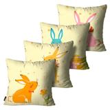 Kit com 4 capas para Almofadas de Páscoa Coelho Bege - Mdecore