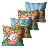 Kit com 4 capas para Almofadas de Páscoa Coelho Colorido - Mdecore