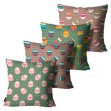 Kit com 4 capas para Almofadas de Páscoa Ovos Verde - Mdecore