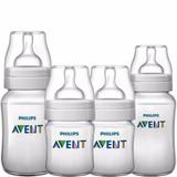 Kit Com 4 Mamadeiras Clássica Anticólica 125/125/260/330ml - Philips Avent